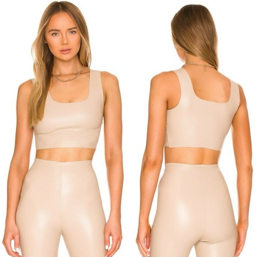 Revolve Commando Faux Leather Crop Top Sand